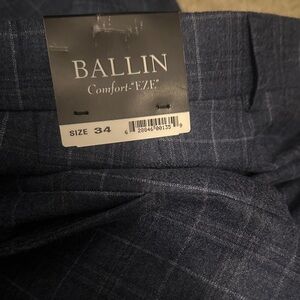 Ballin Blue Plaid Wool/Cashmere Theo Comfort EXE Slim Fit Pants men’s size 34